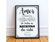 QUADRO DECORATIVO PARA COZINHA FRASE AMOR O PRINCIPAL INGREDIENTE